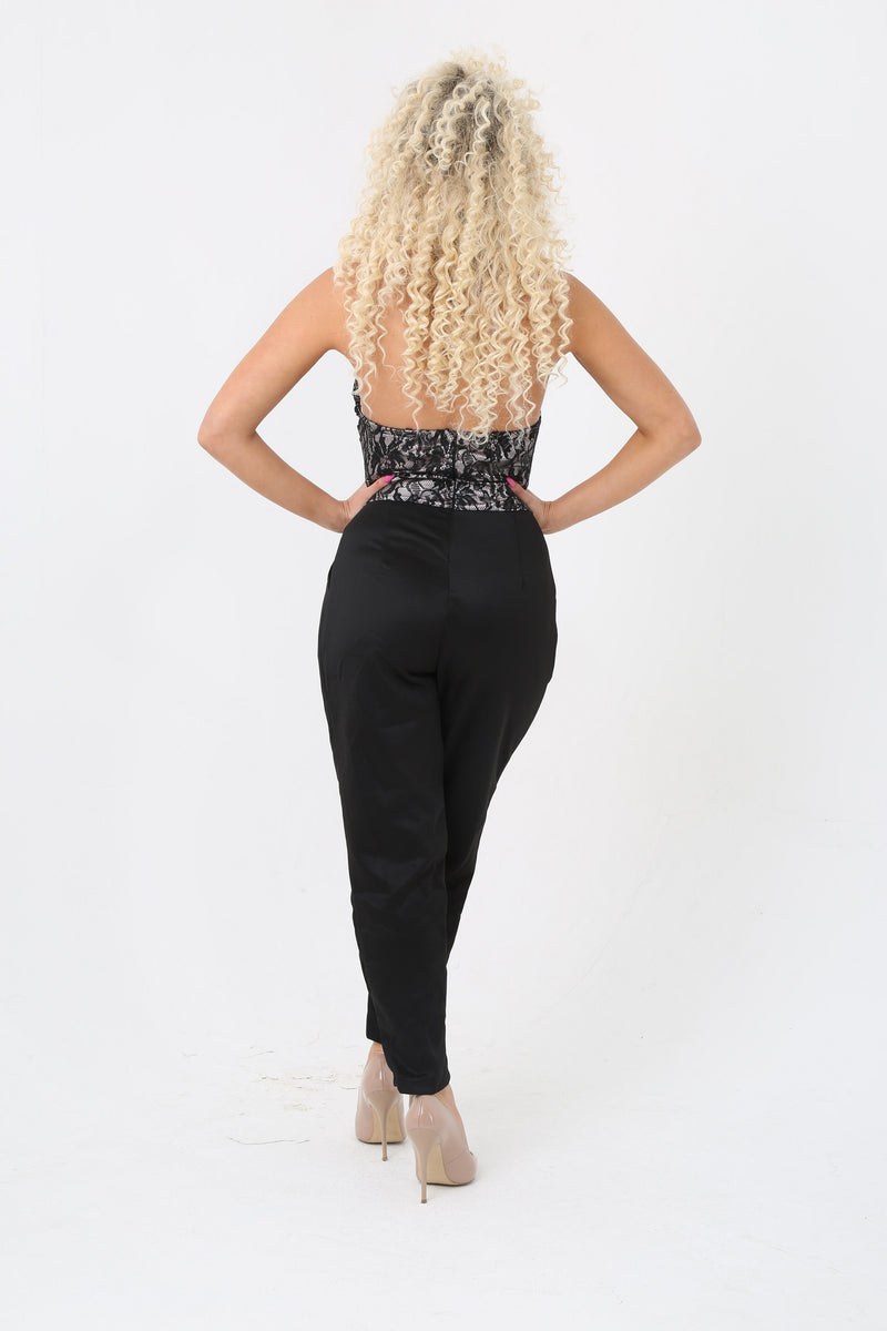 Strapless Lace Top Jumpsuit - Mirror Image Style