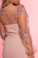 V Neck Mesh Sleeve Mini Dress