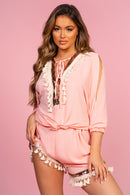 Pink Tassle Co-Ord Cover up