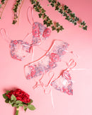 Pink Sheer 3 Piece Lingerie Set