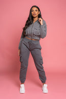 Front Pocket Grey Top