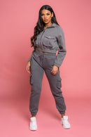 Front Pocket Grey Top