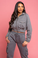 Front Pocket Grey Top