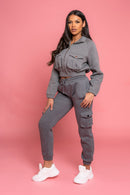 Front Pocket Grey Top