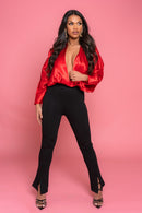 Split Hem Black Trousers