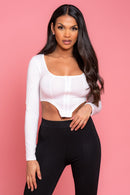 White Long Sleeve Crop Tee