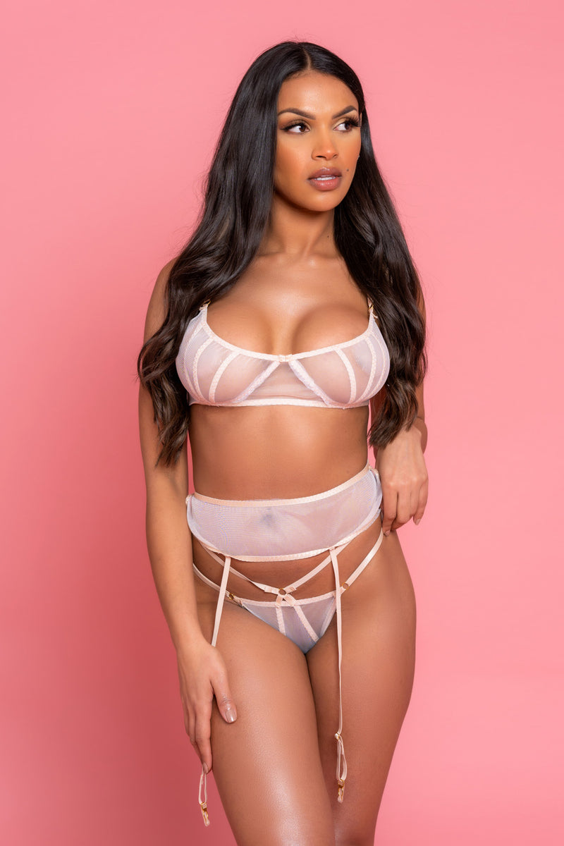 Gold Panel 3 Piece Lingerie Set