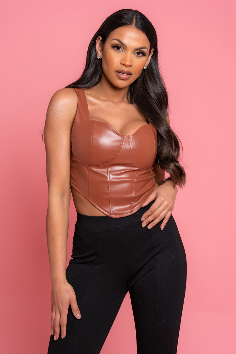 Pleather Brown Top