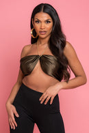 Neck Chain Satin Crop Top