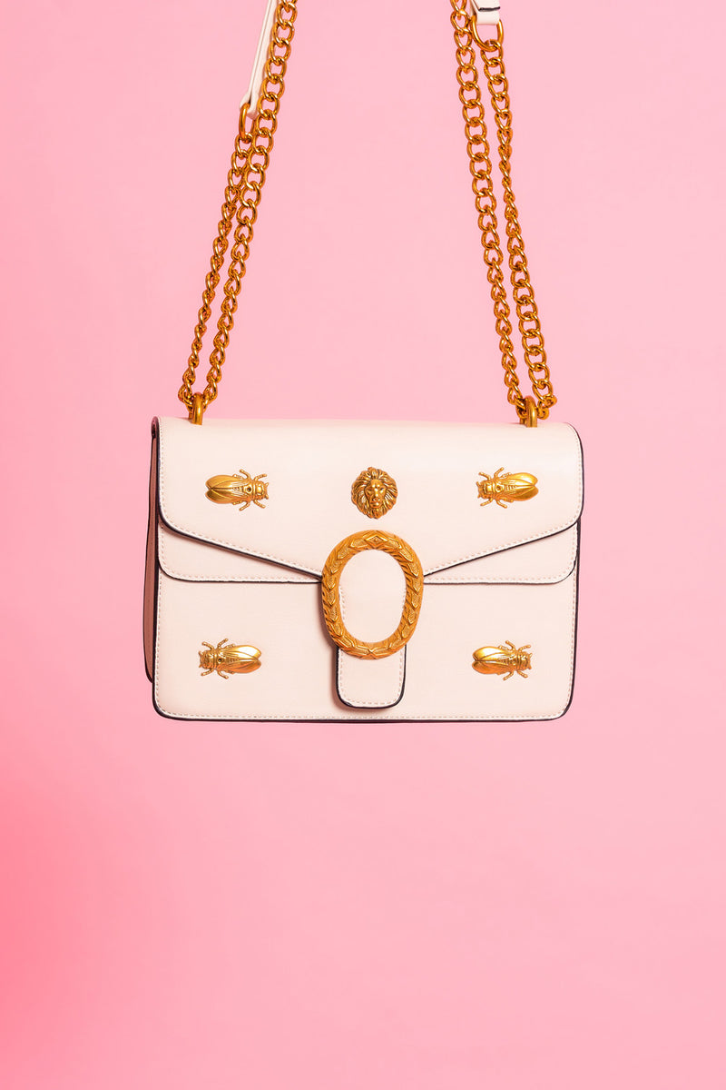 White & Gold Bee Bag