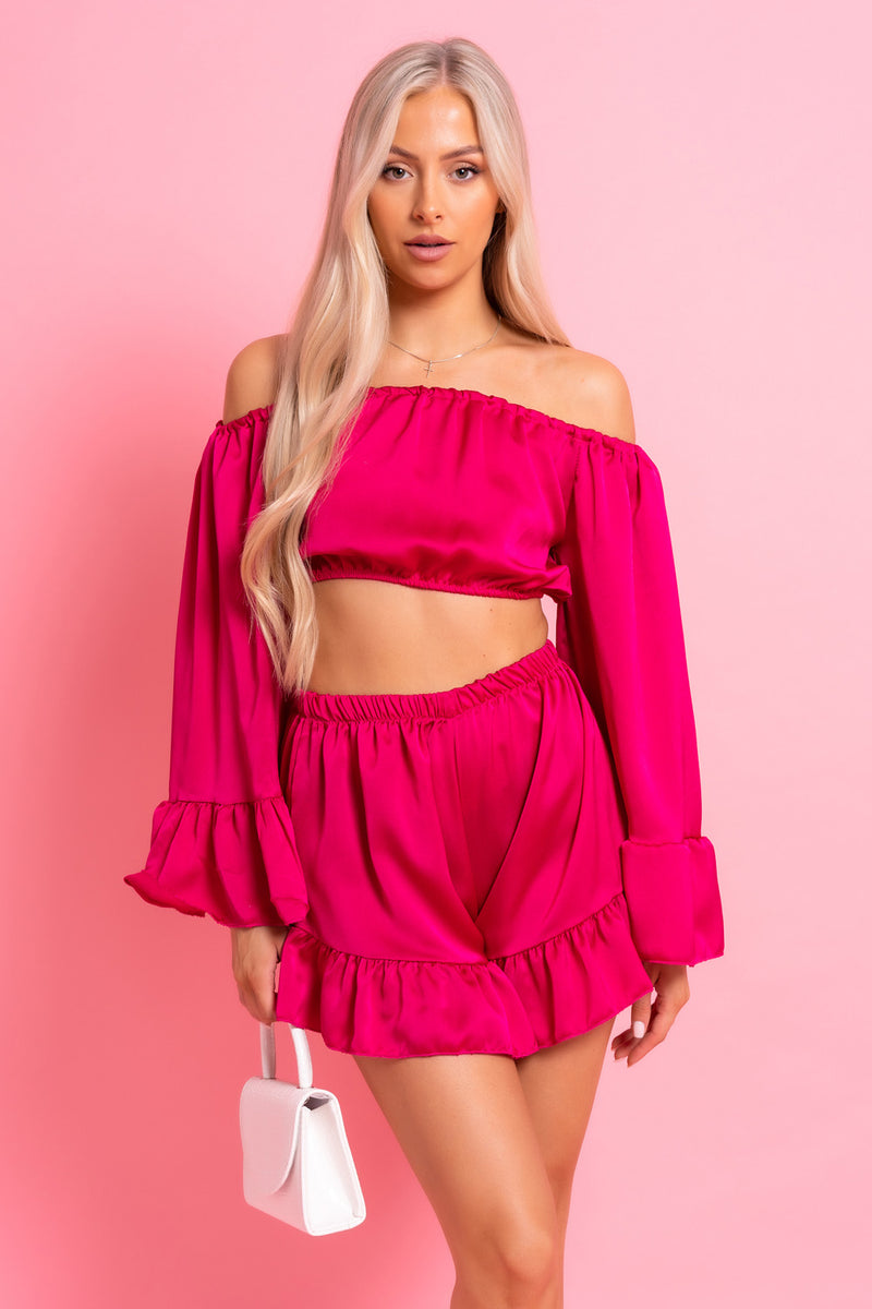 Pink Frill Short Co Ord