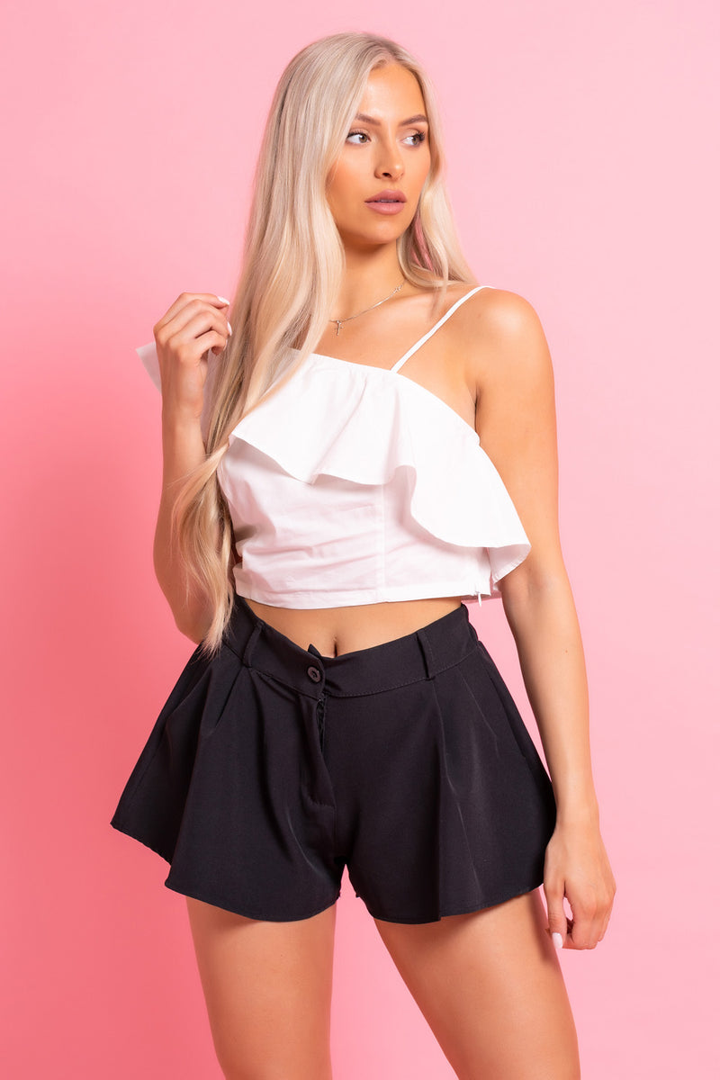 White Frill Crop Top