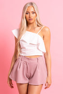 White Frill Crop Top