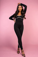 White Panel Black Jumpsuit