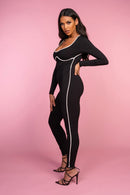 White Panel Black Jumpsuit