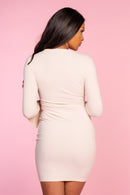 White Ribbed Zip Day Dress