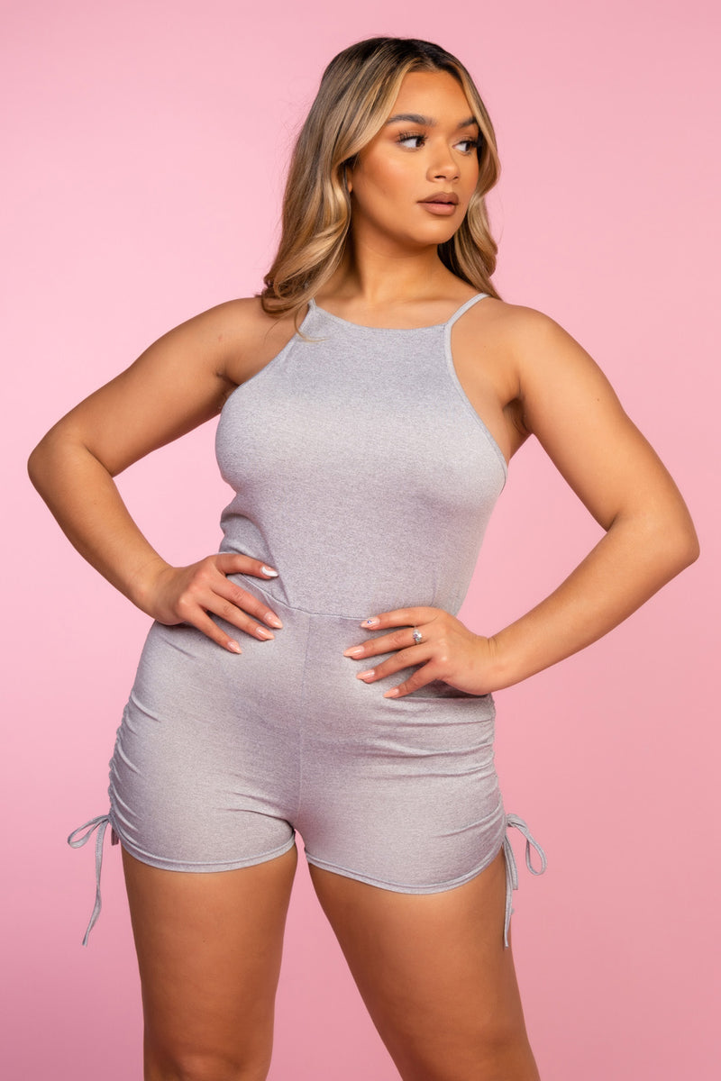 Grey Side Ruched Playsuit