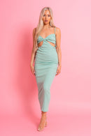 Maxi Green Ribbed Dress