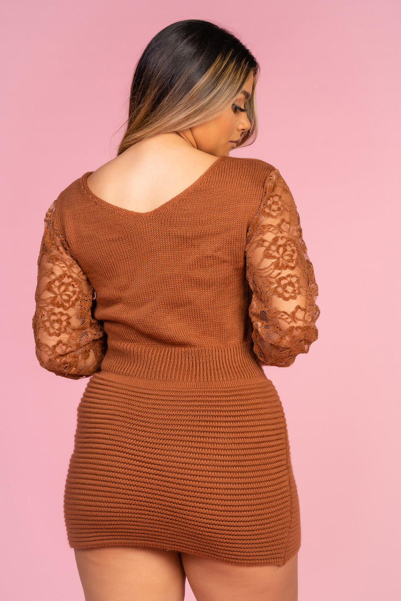 Knitted Brown Jumper Dress