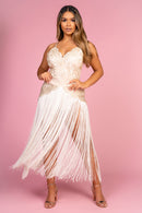 White Long Tassle Dress