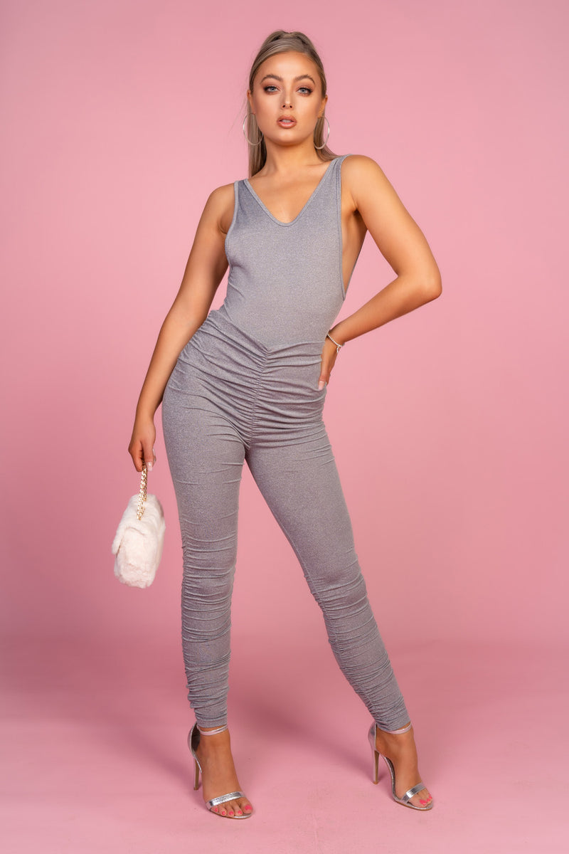 Grey Ruched Bodysuit Co-Ord