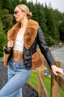 Brown Faux Fur Trim Jacket