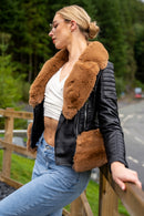 Brown Faux Fur Trim Jacket