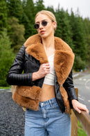 Brown Faux Fur Trim Jacket