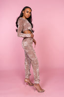 Velvet Cut Out Top Lounge Set