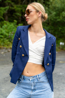 Blue Gold Button Blazer