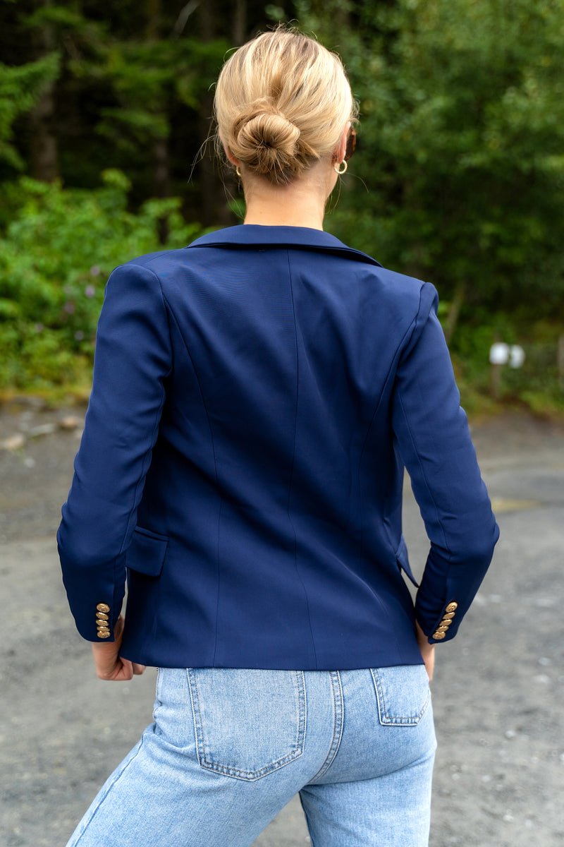 Blue Gold Button Blazer