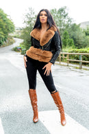 Brown Faux Fur Trim Jacket