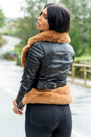 Brown Faux Fur Trim Jacket