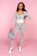 Panelled Grey Casual Jumpsuit