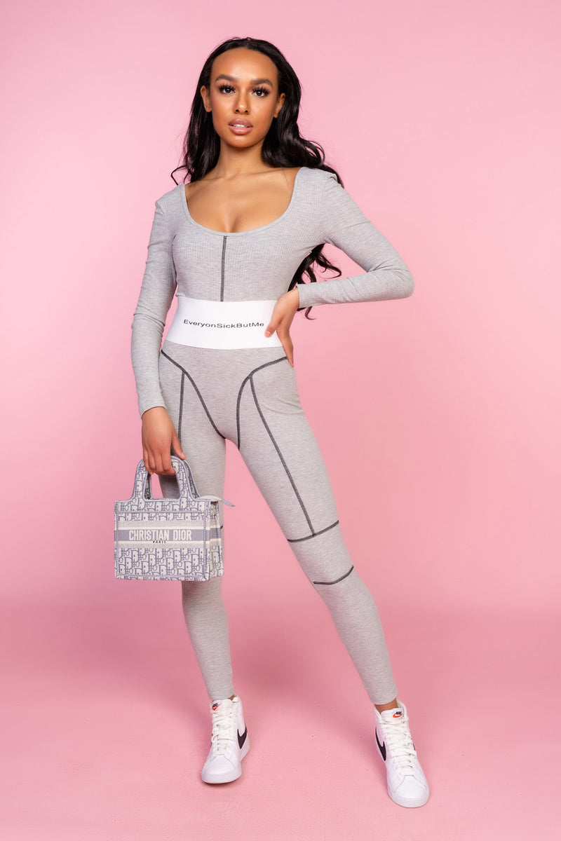 Panelled Grey Casual Jumpsuit