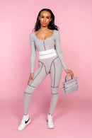 Panelled Grey Casual Jumpsuit