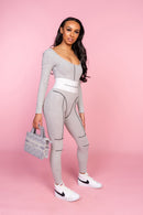 Panelled Grey Casual Jumpsuit