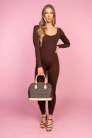 Brown Scoop Neck Jumpsuit