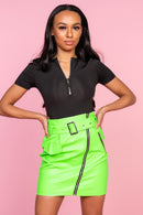 Neon Green Pleather Skirt