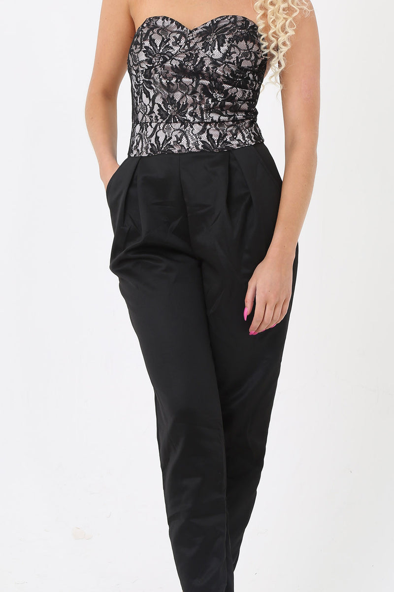 Strapless Lace Top Jumpsuit - Mirror Image Style